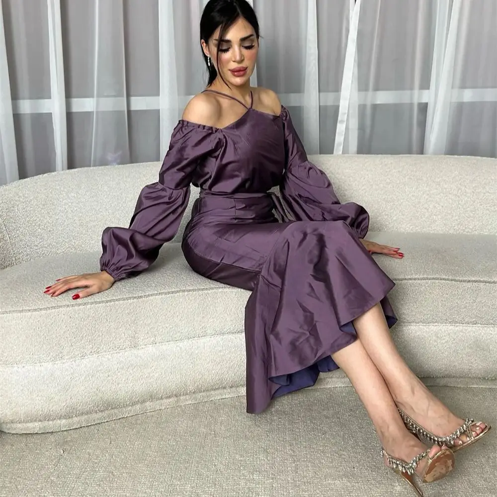 Customized Halter Mermaid Prom Gown Purple Long Sleeve Belt Ruched Evening Dresses Elegant Backless Ankle Length Party Dress Rob
Customized Halter Mermaid Prom Gown Purple Long Sleeve Belt Ruched Evening Dresses Elegant Backless Ankle Length Party Dress Rob