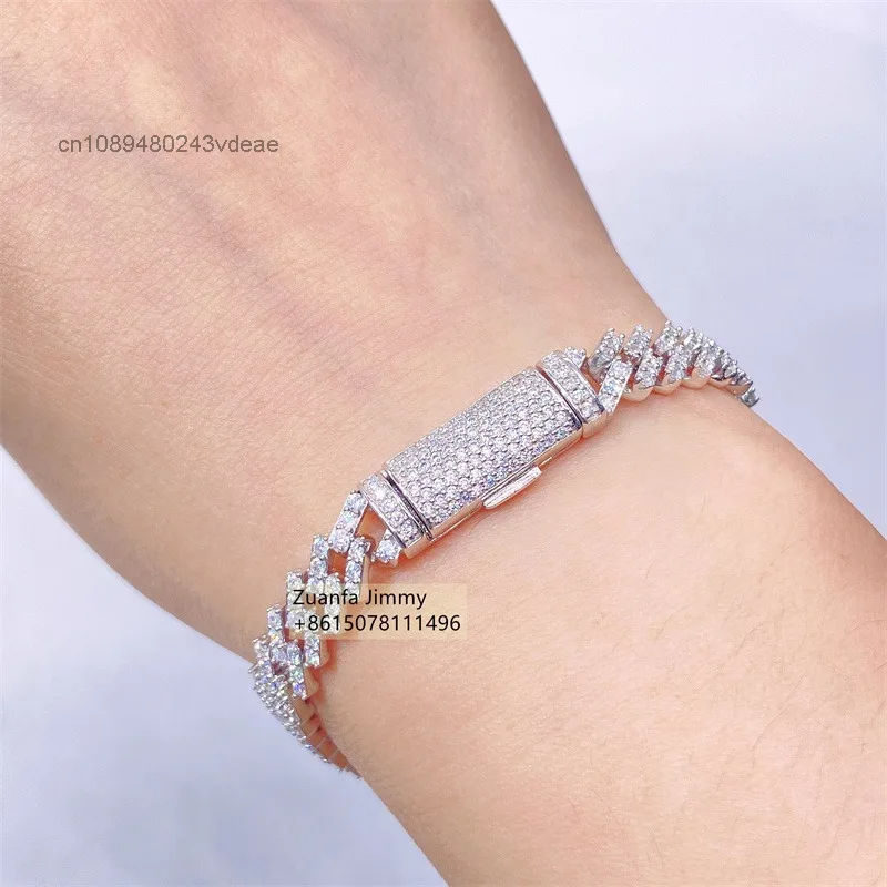 Fashion Hip Hop Jewelry 925 Silver White Gold Plated 7mm 8mm 10mm Width One Row VVS Moissanite Diamond Cuban Link Bracelet
Fashion Hip Hop Jewelry 925 Silver White Gold Plated 7mm 8mm 10mm Width One Row VVS Moissanite Diamond Cuban Link Bracelet