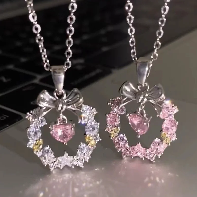 Korean Fashion Sweet Lucky Love Heart Wreath Bow Necklace Ladies Jewelry Delicate Sweet Party Gift
Korean Fashion Sweet Lucky Love Heart Wreath Bow Necklace Ladies Jewelry Delicate Sweet Party Gift