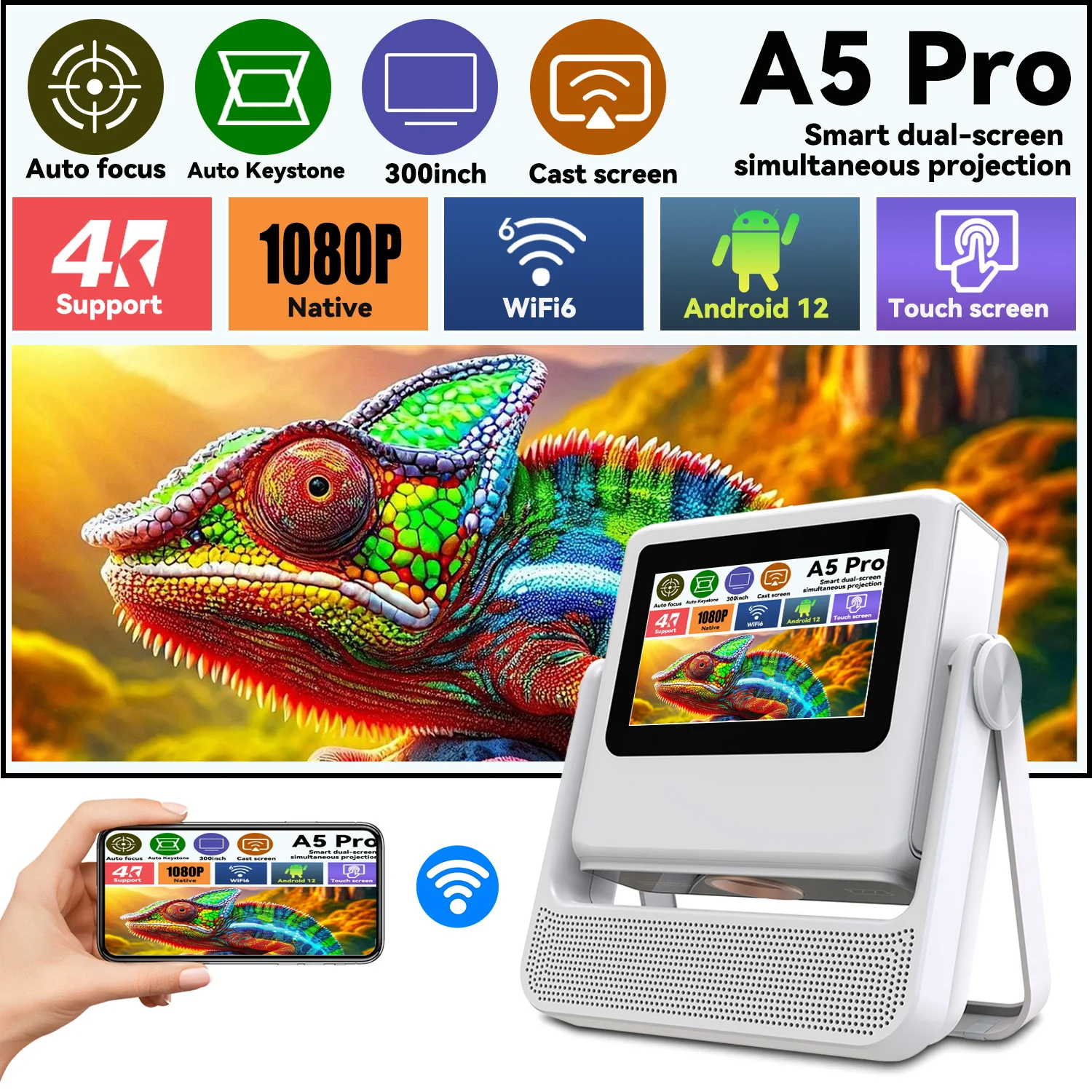 2026 new projector, dual - screen touch - controlled projector, supporting 4K, Android 12, with auto - focus and manual focus
2026 new projector, dual - screen touch - controlled projector, supporting 4K, Android 12, with auto - focus and manual focus