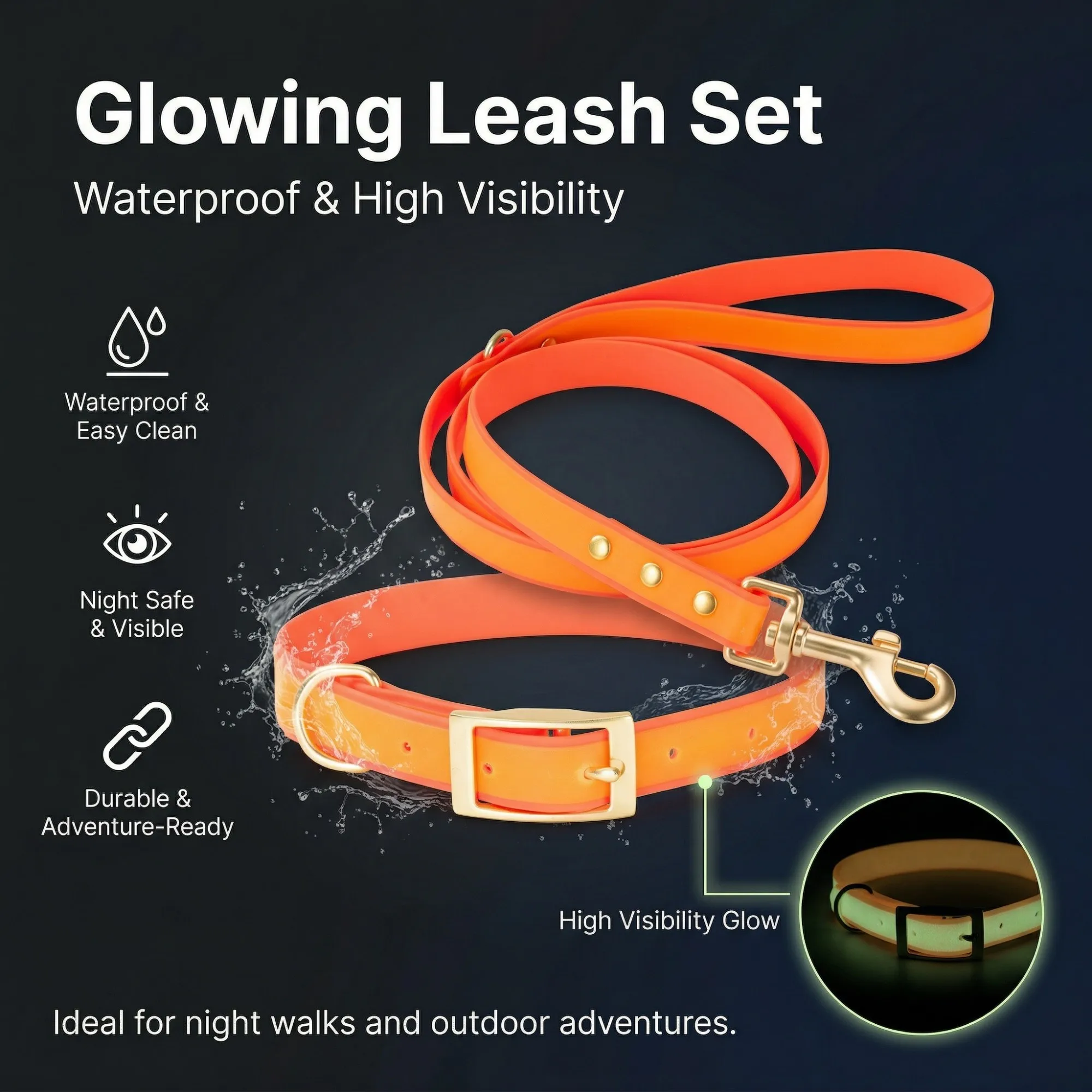 Fluorescent Dog Leash Collar with Self-Absorbing Light Source Waterproof Easy to Clean for Nighttime Walking
Fluorescent Dog Leash Collar with Self-Absorbing Light Source Waterproof Easy to Clean for Nighttime Walking