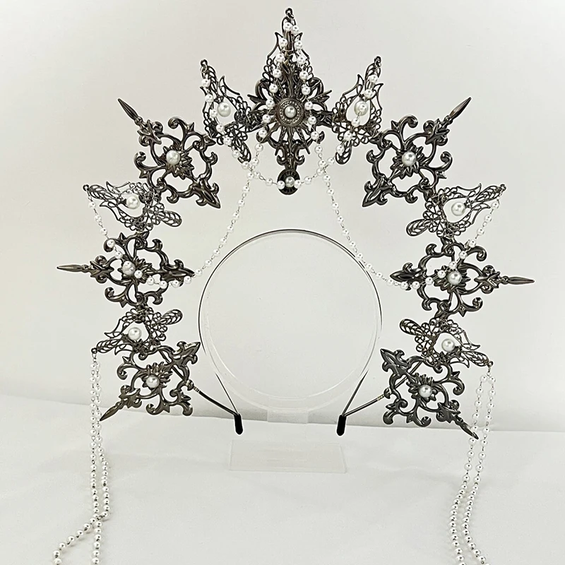 Lolita metal Sun Goddess Crown headwear Virgin Apollo pearl exaggerated halo Pope headwear outfit
Lolita metal Sun Goddess Crown headwear Virgin Apollo pearl exaggerated halo Pope headwear outfit
