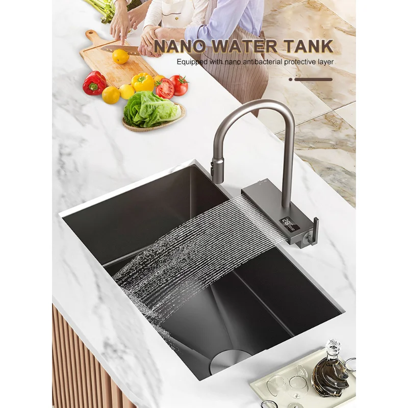Stainless Steel Kitchen Sink Waterfall Sink Dishwashing Basin Large Single Sink Household Sink Under The Counter Sink Black
Stainless Steel Kitchen Sink Waterfall Sink Dishwashing Basin Large Single Sink Household Sink Under The Counter Sink Black