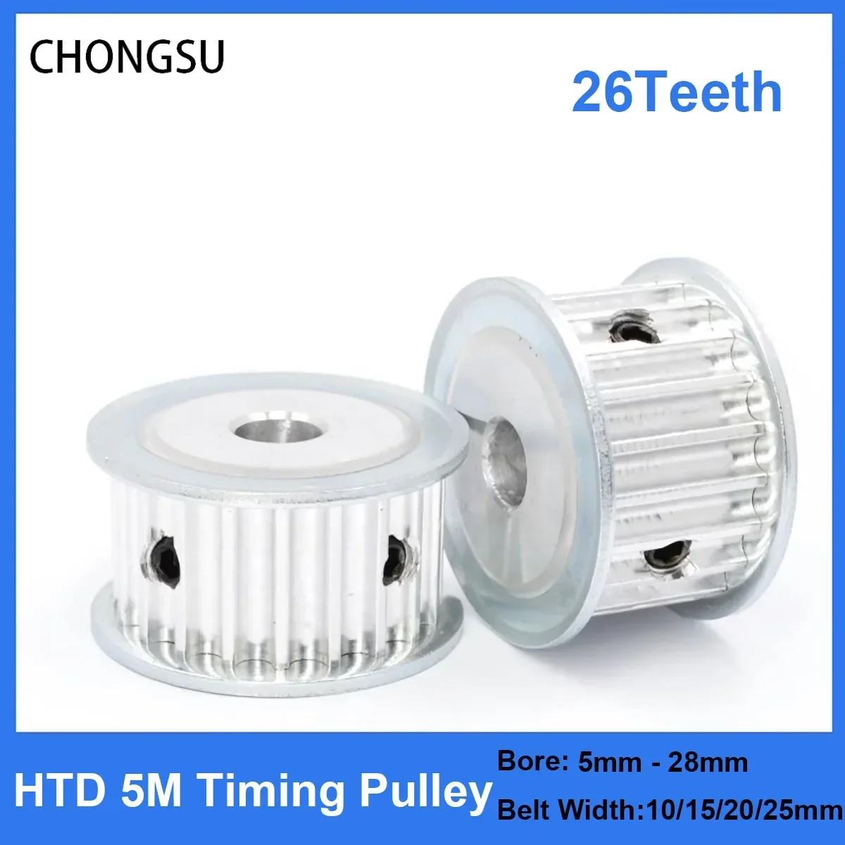 HTD 5M 26T Timing Pulley 26Teeth 5M-26T 11/16/21/27mm Width Toothed Belt Pulleys 5mm-28mm Bore 5mm Pitch Synchronous Belt Pulley
HTD 5M 26T Timing Pulley 26Teeth 5M-26T 11/16/21/27mm Width Toothed Belt Pulleys 5mm-28mm Bore 5mm Pitch Synchronous Belt Pulley
