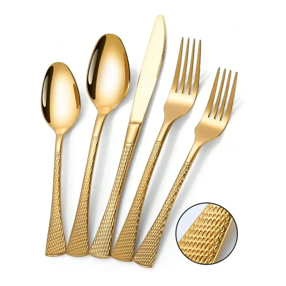 Gold Silverware Set,20 Piece Modern Flatware Set Service For 4,Mirror Polished Stainless Steel Cutlery Set Utensil Set Tablewar
Gold Silverware Set,20 Piece Modern Flatware Set Service For 4,Mirror Polished Stainless Steel Cutlery Set Utensil Set Tablewar