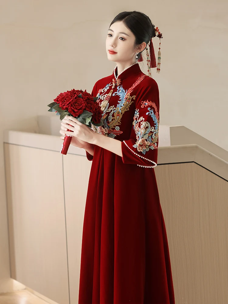 Красное китайское длинное вечернее платье для беременных с вышивкой и высокой талией для женщин больших размеров
Красное китайское длинное вечернее платье для беременных с вышивкой и высокой талией для женщин больших размеров