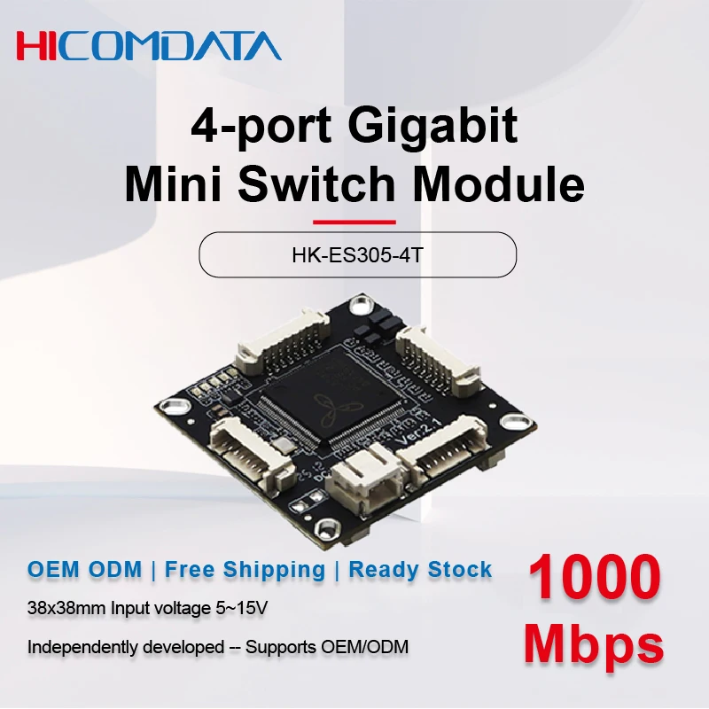 HICOMDATA Mini Switch PCBA Module Plug-and-Play 4-Port Gigabit Switch Mainboard 5-15V Power Supply
HICOMDATA Mini Switch PCBA Module Plug-and-Play 4-Port Gigabit Switch Mainboard 5-15V Power Supply