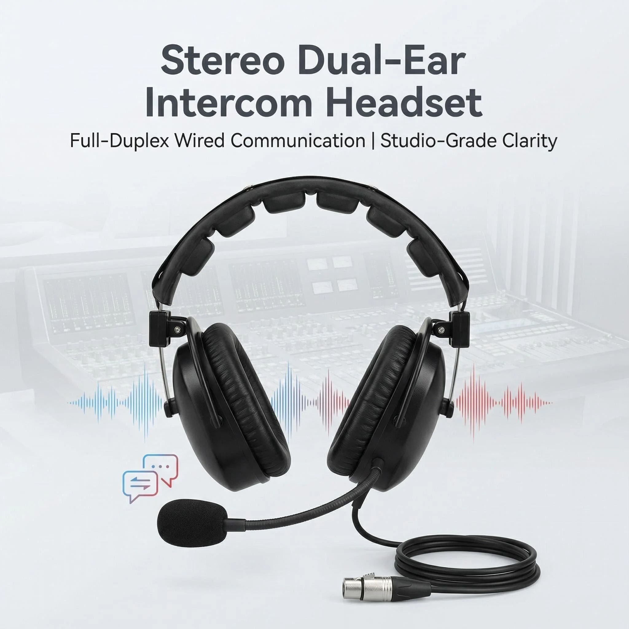 TELIKOU HD-312 STEREO Double-ear Full-Duplex Wired Intercom Headset Dynamic Microphone XLR 5 Pin Male Studio Room
TELIKOU HD-312 STEREO Double-ear Full-Duplex Wired Intercom Headset Dynamic Microphone XLR 5 Pin Male Studio Room