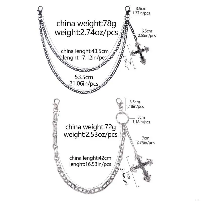 K3KF Stylish Layered Pants Chain Hollow Crosses Pattern Chain Belt Solid Color Chain Suitable for Parties and Gatherings
K3KF Stylish Layered Pants Chain Hollow Crosses Pattern Chain Belt Solid Color Chain Suitable for Parties and Gatherings