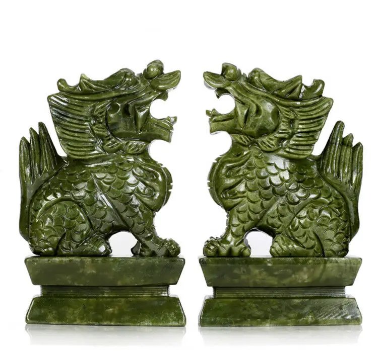 Пара 100% натуральный китайский зеленый нефрит резной Fengshui Kylin Qilin Chi-lin Beast
Пара 100% натуральный китайский зеленый нефрит резной Fengshui Kylin Qilin Chi-lin Beast