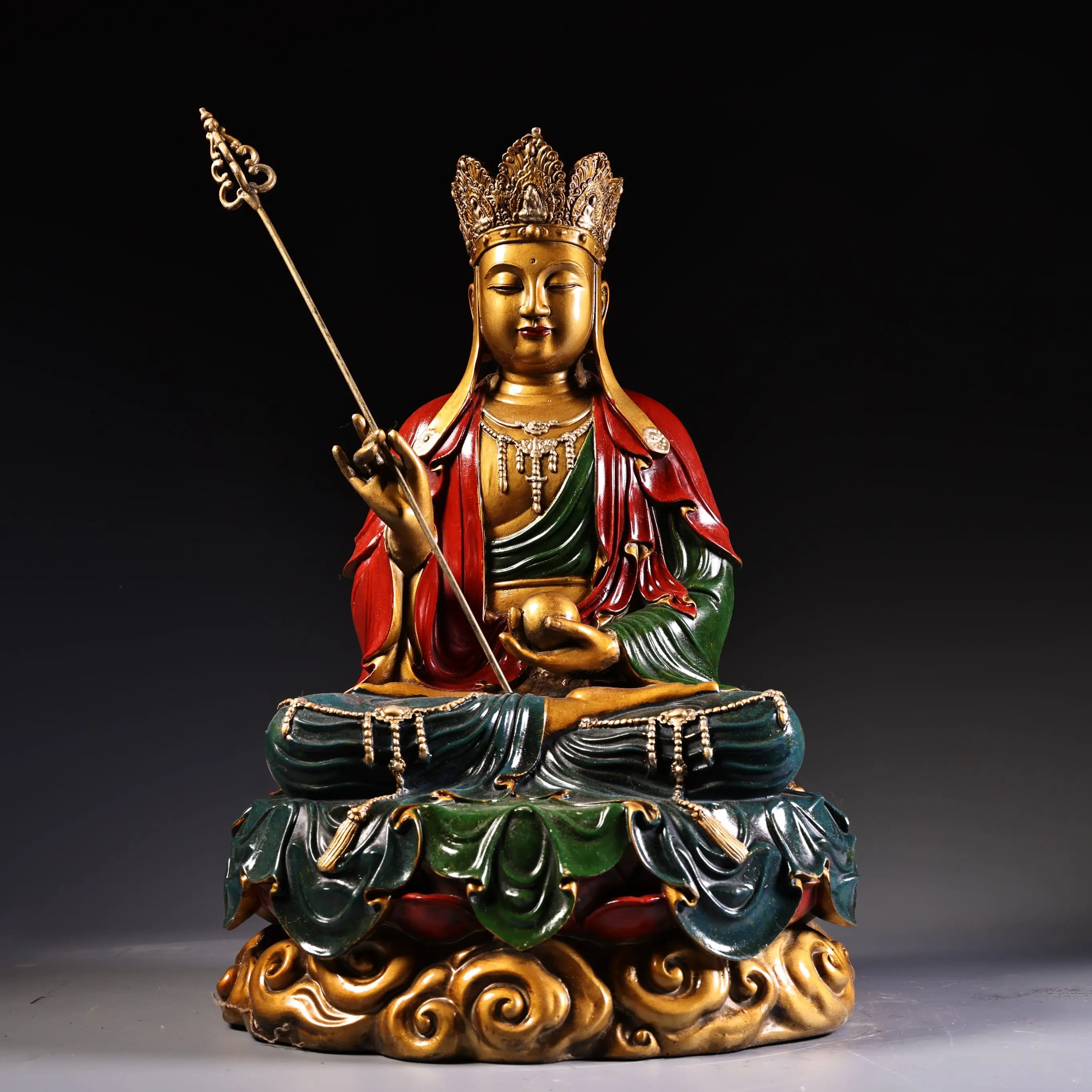 16"Tibetan Temple Collection Old Bronze Gilded Painted High Relief Ksitigarbha Bodhisattva Sitting Buddha Amitabha Worship Hall
16"Tibetan Temple Collection Old Bronze Gilded Painted High Relief Ksitigarbha Bodhisattva Sitting Buddha Amitabha Worship Hall