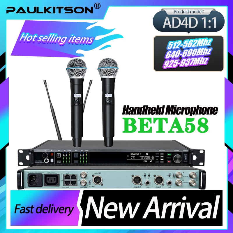 Paulkitson 1:1 True Diversity AD4D Digital Professional Wireless Microphone Dual Channel BETA58A Handheld 500/600/900MHz
Paulkitson 1:1 True Diversity AD4D Digital Professional Wireless Microphone Dual Channel BETA58A Handheld 500/600/900MHz