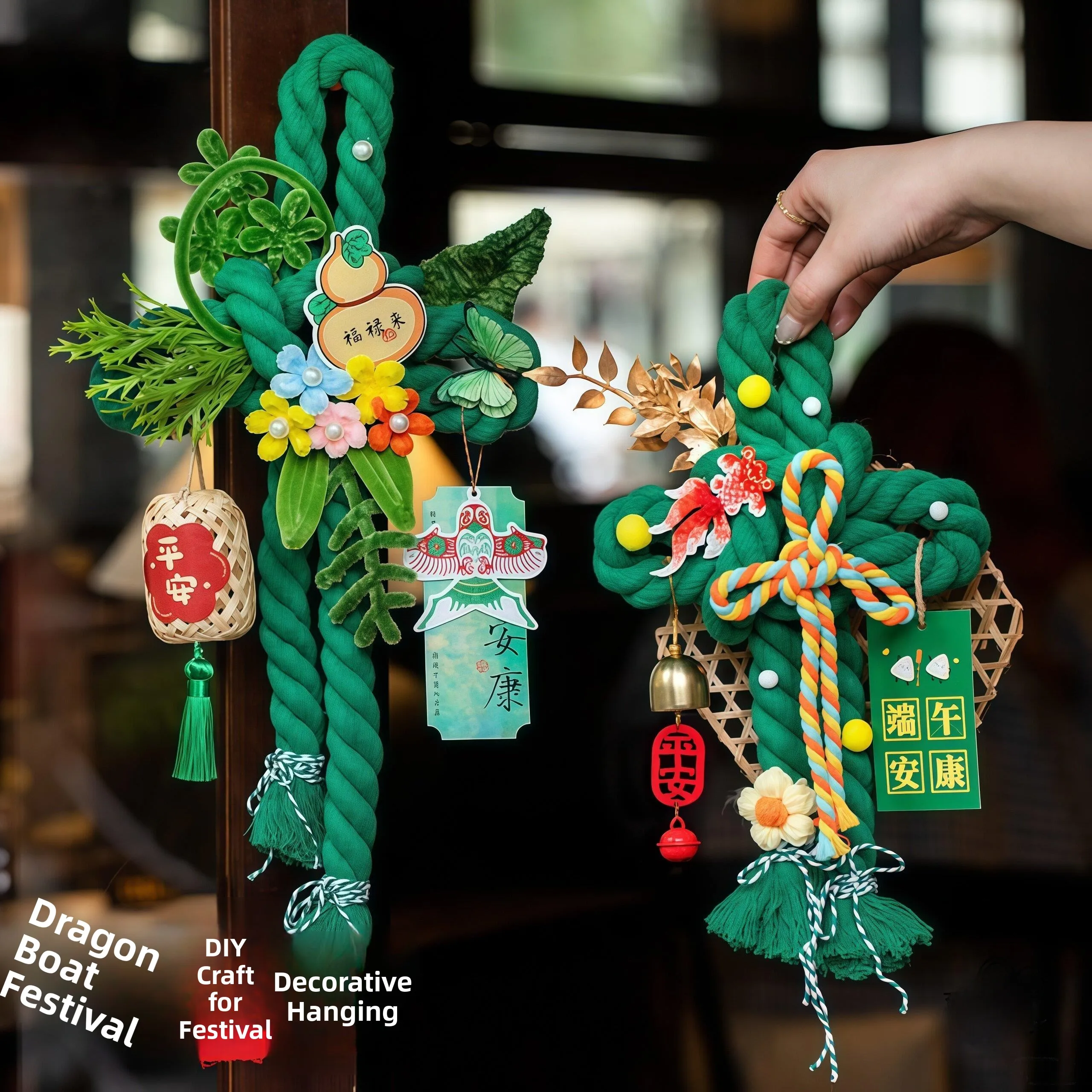 Dragon Boat Festival Decorative Handmade DIY Wanzi Knot Artemisia Door Hanging Door Handle Entrance Bell Ornament Sachet Hang...
Dragon Boat Festival Decorative Handmade DIY Wanzi Knot Artemisia Door Hanging Door Handle Entrance Bell Ornament Sachet Hang...