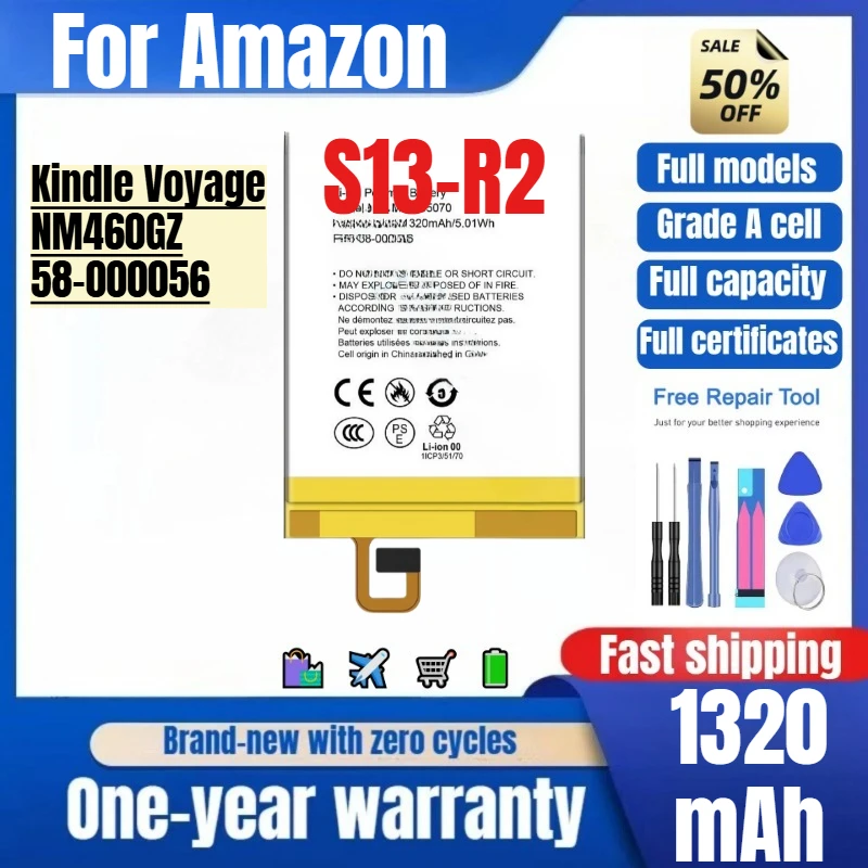 S13-R2 for Amazon Kindle Voyage/NM460GZ/58-000056 Phone Battery High Quality Replacement Bateria Grade A Cell with Tools
S13-R2 for Amazon Kindle Voyage/NM460GZ/58-000056 Phone Battery High Quality Replacement Bateria Grade A Cell with Tools