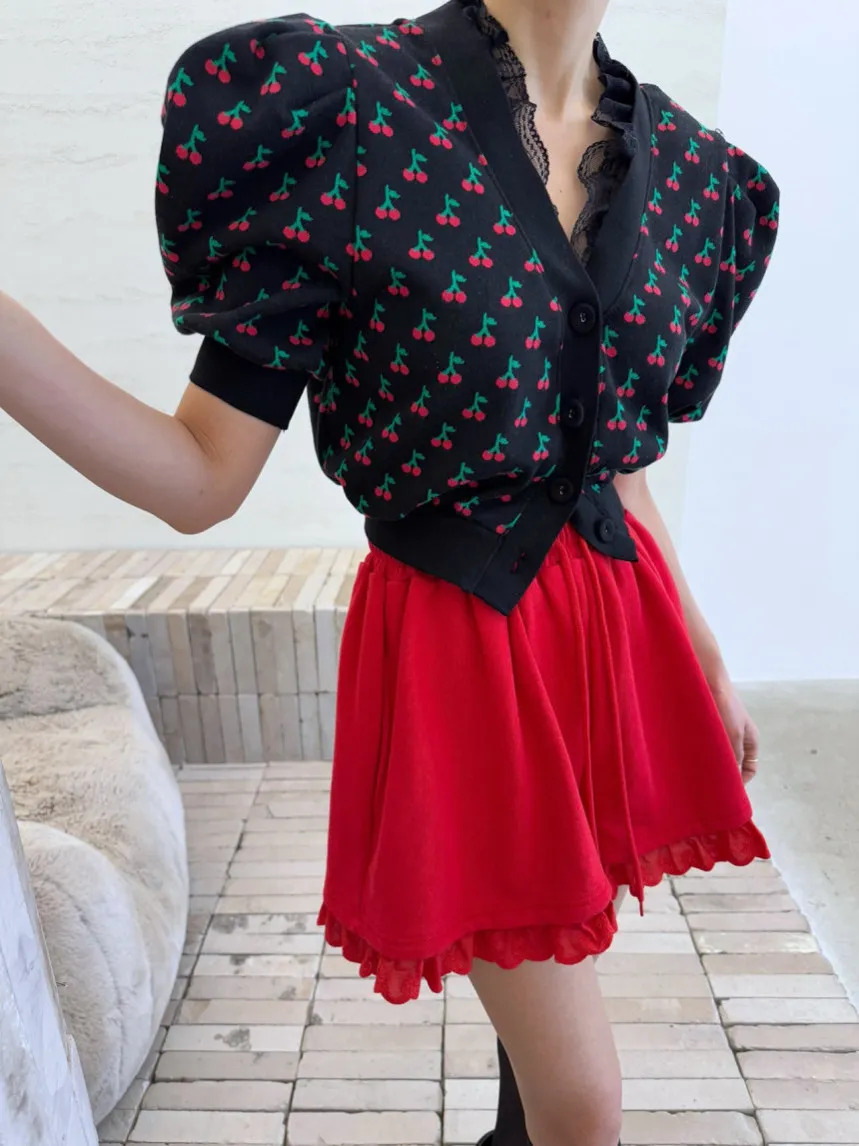 Sweet ort Knitted Sweater Women's V-ne Lace Trim Bubble Sve Waist-cinching Slimming Open Cardigan Top Commute Sle
Sweet ort Knitted Sweater Women's V-ne Lace Trim Bubble Sve Waist-cinching Slimming Open Cardigan Top Commute Sle