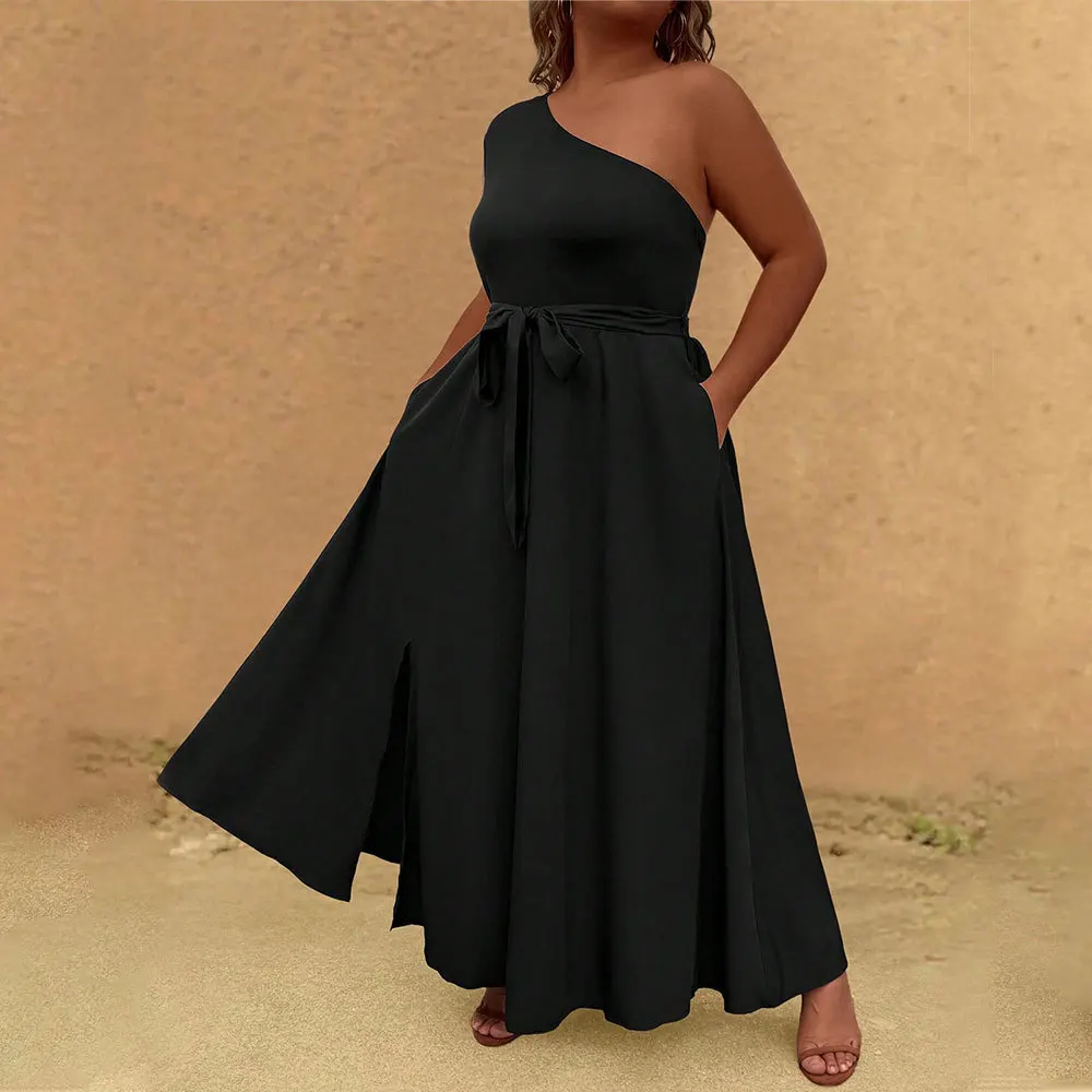 Женское платье в светском стиле большого размера, летняя новинка, поклонный воротник, длинное французское платье высокого класса с открытыми плечами, повседневное Y2k 
Женское платье в светском стиле большого размера, летняя новинка, поклонный воротник, длинное французское платье высокого класса с открытыми плечами, повседневное Y2k