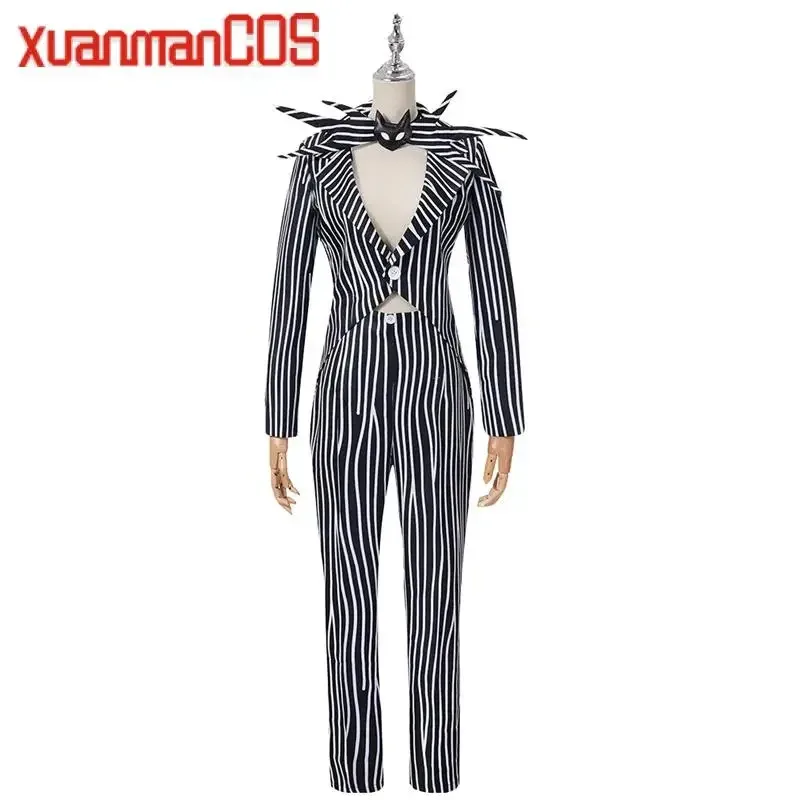 Nightmare Cosplay Christmas Jack Costume Skellington Costume Black Stripe Suit for Woman Man Halloween Party Clothes Uniform
Nightmare Cosplay Christmas Jack Costume Skellington Costume Black Stripe Suit for Woman Man Halloween Party Clothes Uniform
