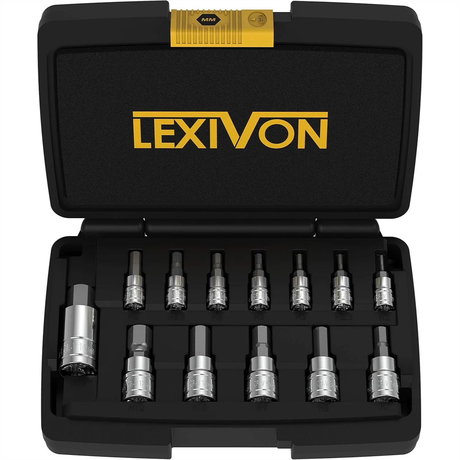 13-Piece Metric Hex Bit Socket Set 2-14mm with Premium S2 Alloy Steel and Enhanced Storage Case
13-Piece Metric Hex Bit Socket Set 2-14mm with Premium S2 Alloy Steel and Enhanced Storage Case