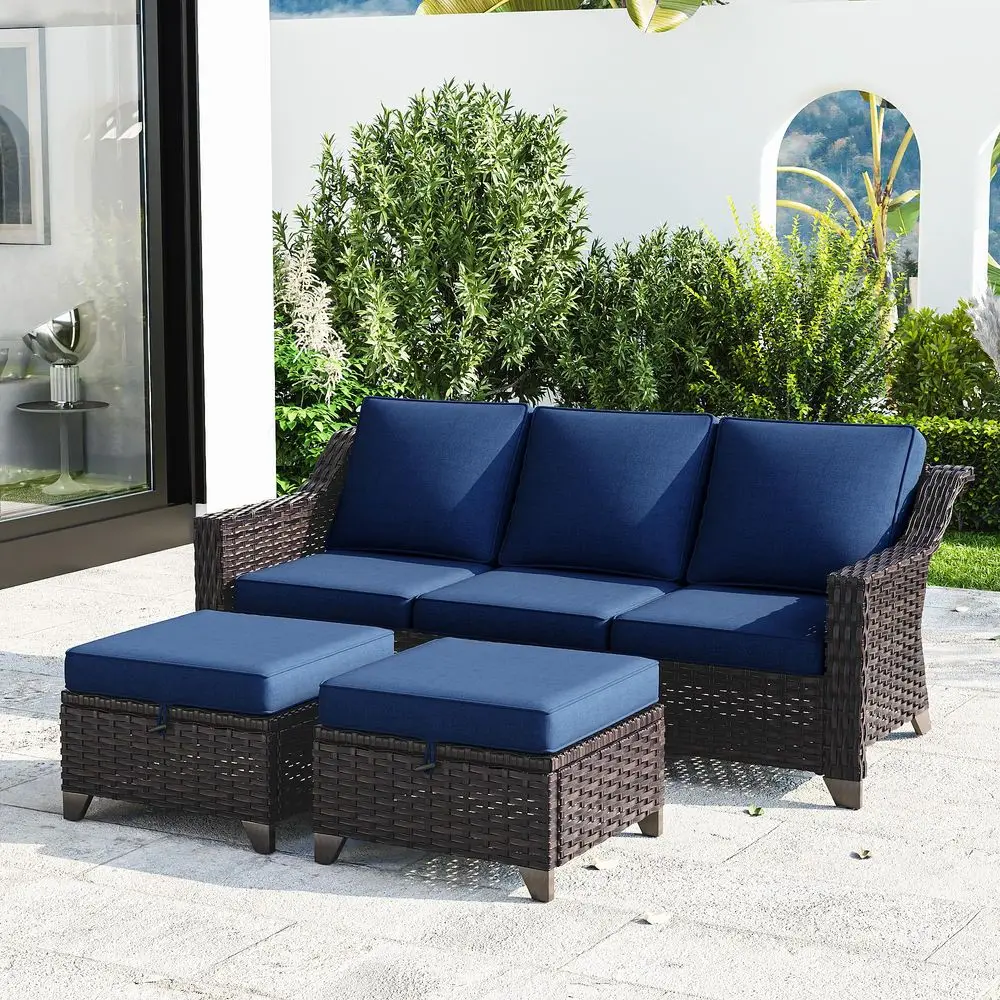 Patio Furniture Set, 3 Pieces Outdoor Wicker High Back Sofa with Ottoman and Comfy Cushions, Upgraded Large Size, All Weather H
Patio Furniture Set, 3 Pieces Outdoor Wicker High Back Sofa with Ottoman and Comfy Cushions, Upgraded Large Size, All Weather H