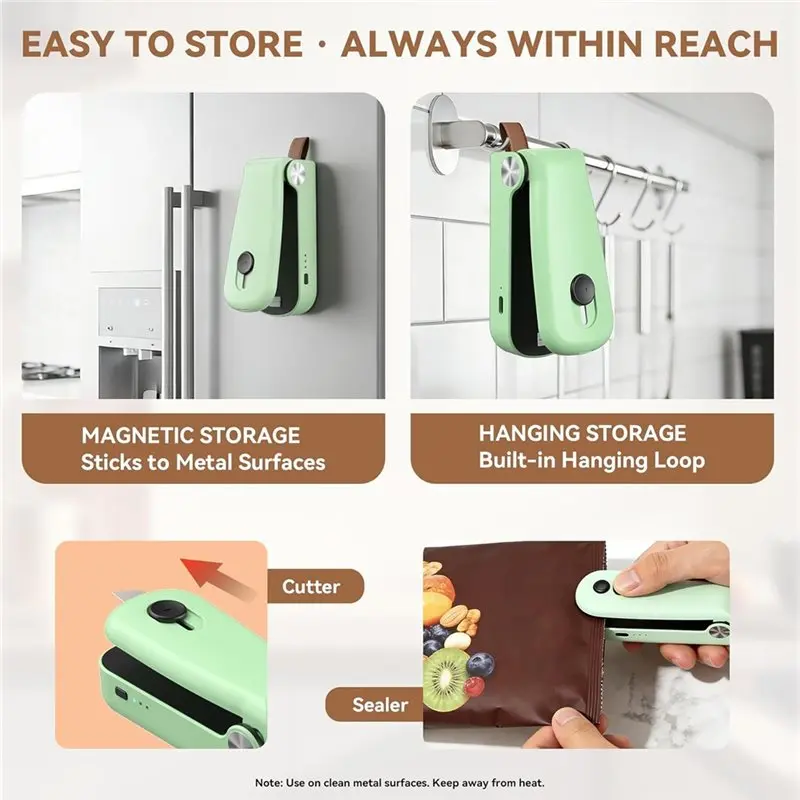 EMECE-Mini Bag Sealer USB Rechargeable 3 Heat Levels Chip Bag Sealer For Plastic Bags Snacks & Food Storage
EMECE-Mini Bag Sealer USB Rechargeable 3 Heat Levels Chip Bag Sealer For Plastic Bags Snacks & Food Storage