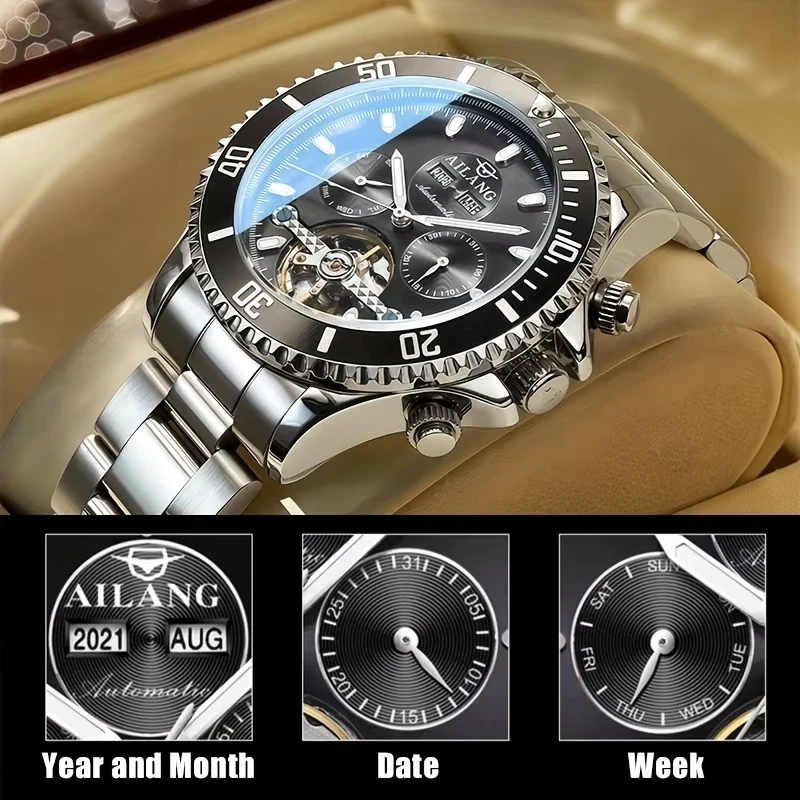AILANG 2026 New Men Tourbillon Automatic Mechanical Watch Skeleton Luxury Stainless Steel Strap Wristwatch
AILANG 2026 New Men Tourbillon Automatic Mechanical Watch Skeleton Luxury Stainless Steel Strap Wristwatch