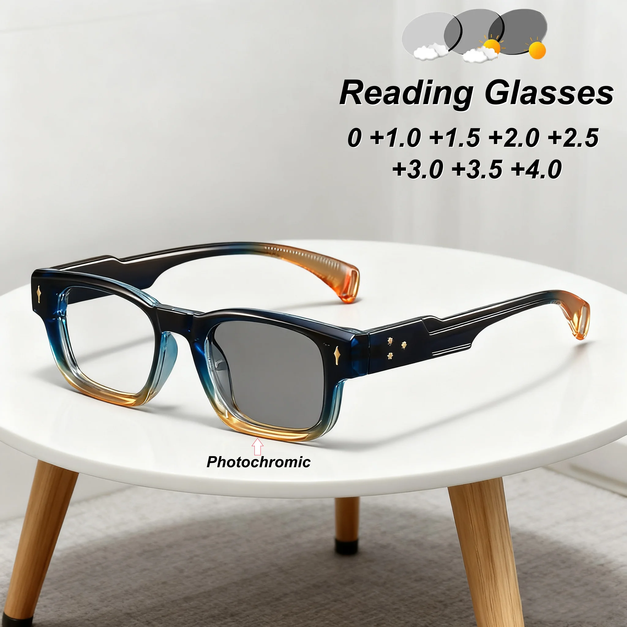 New Fashionable HD Square Frame Photochromic Men's Reading Glasses Retro Neutral High Quality Luxury Anti Blue Light Glasses 
New Fashionable HD Square Frame Photochromic Men's Reading Glasses Retro Neutral High Quality Luxury Anti Blue Light Glasses