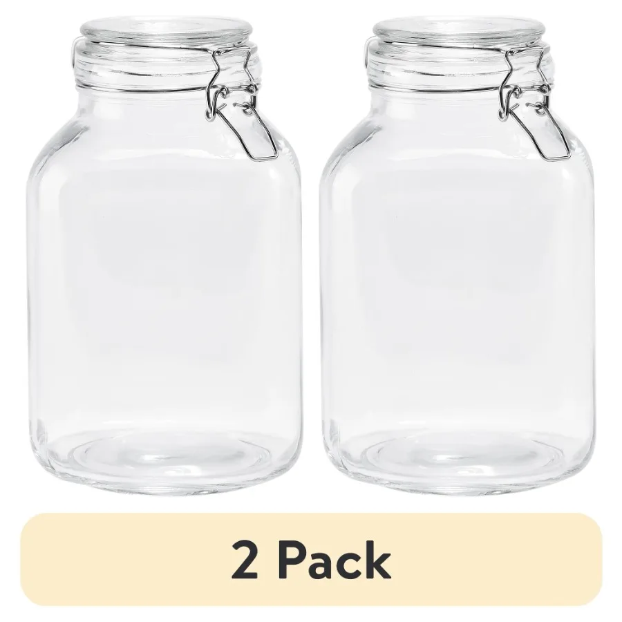 2 pack 106 oz clear glass airtight storage jar with locking lid for kitchen pantry: transparent glass, clear color, leakproof s
2 pack 106 oz clear glass airtight storage jar with locking lid for kitchen pantry: transparent glass, clear color, leakproof s