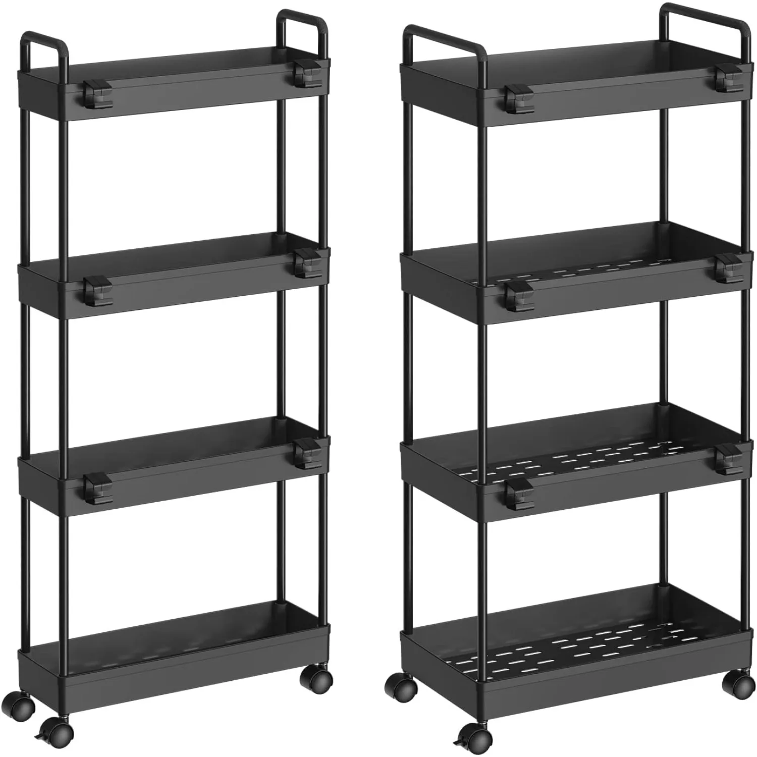 2-Pack 4-Tier Slim Storage Cart w/Wheels, Mobile Bathroom/Laundry/Kitchen Organizer for Small Spaces - Space-Saving Rolling Rack
2-Pack 4-Tier Slim Storage Cart w/Wheels, Mobile Bathroom/Laundry/Kitchen Organizer for Small Spaces - Space-Saving Rolling Rack