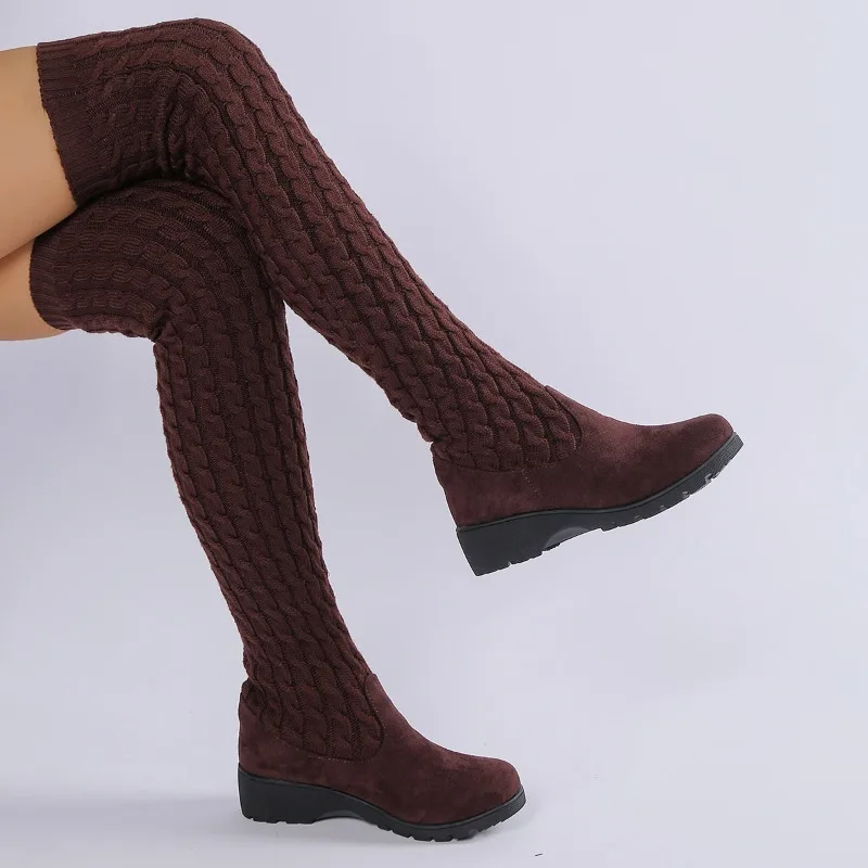 Women Cable Knit Stretch Thigh High Boots Slip on Flat Heel Over Knee Suede Boots Ladies Warm Casual Shoes Fashion Long Footwear
Women Cable Knit Stretch Thigh High Boots Slip on Flat Heel Over Knee Suede Boots Ladies Warm Casual Shoes Fashion Long Footwear