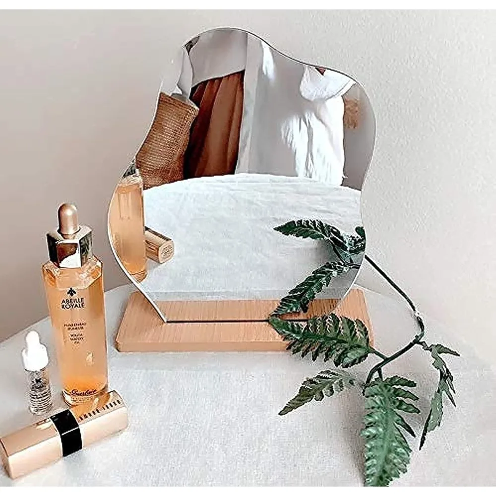 Makeup Mirror, Irregular Aesthetic Vanity Frameless, Decorative Desk Tabletop Acrylic Mirrors with Wooden Stand, Makeup Mirror
Makeup Mirror, Irregular Aesthetic Vanity Frameless, Decorative Desk Tabletop Acrylic Mirrors with Wooden Stand, Makeup Mirror