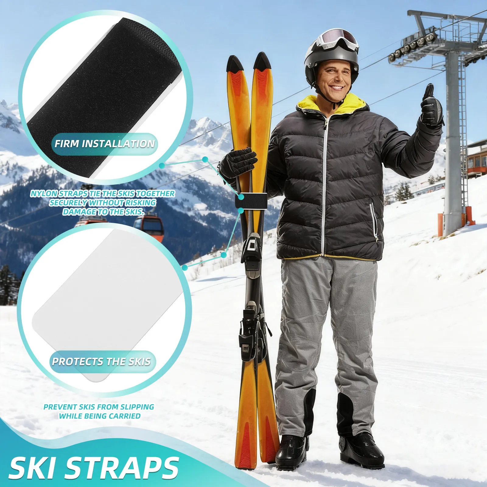 10 pcs Ski Straps Nylon Hook Loop Fastener Ties For Carrying Storage Snowboard Board Bands Adjustable Outdoor Gear Organizer
10 pcs Ski Straps Nylon Hook Loop Fastener Ties For Carrying Storage Snowboard Board Bands Adjustable Outdoor Gear Organizer