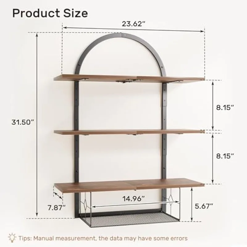 Floating Shelf For Wall- 24" 3+1 Tier Bathroom Floating Shelves With Basket For Bathroom, Living Room,Bedroom And Kitchen Rustic
Floating Shelf For Wall- 24" 3+1 Tier Bathroom Floating Shelves With Basket For Bathroom, Living Room,Bedroom And Kitchen Rustic