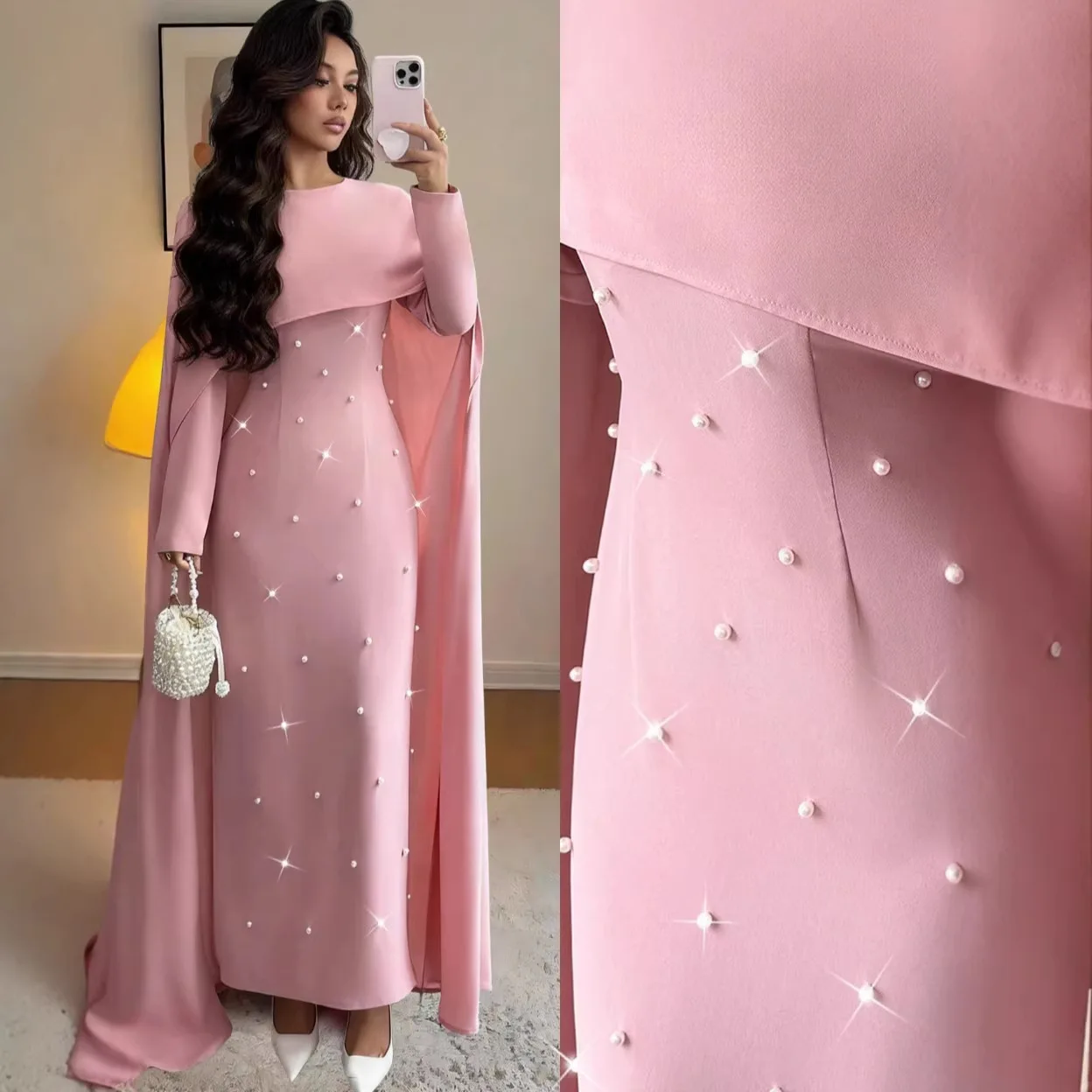 Fashionable Long Evening Gown with Shawl Collar Bodycon Tail Fish Tail Design round Neckline Elegant Draped Style Women's Dress
Fashionable Long Evening Gown with Shawl Collar Bodycon Tail Fish Tail Design round Neckline Elegant Draped Style Women's Dress