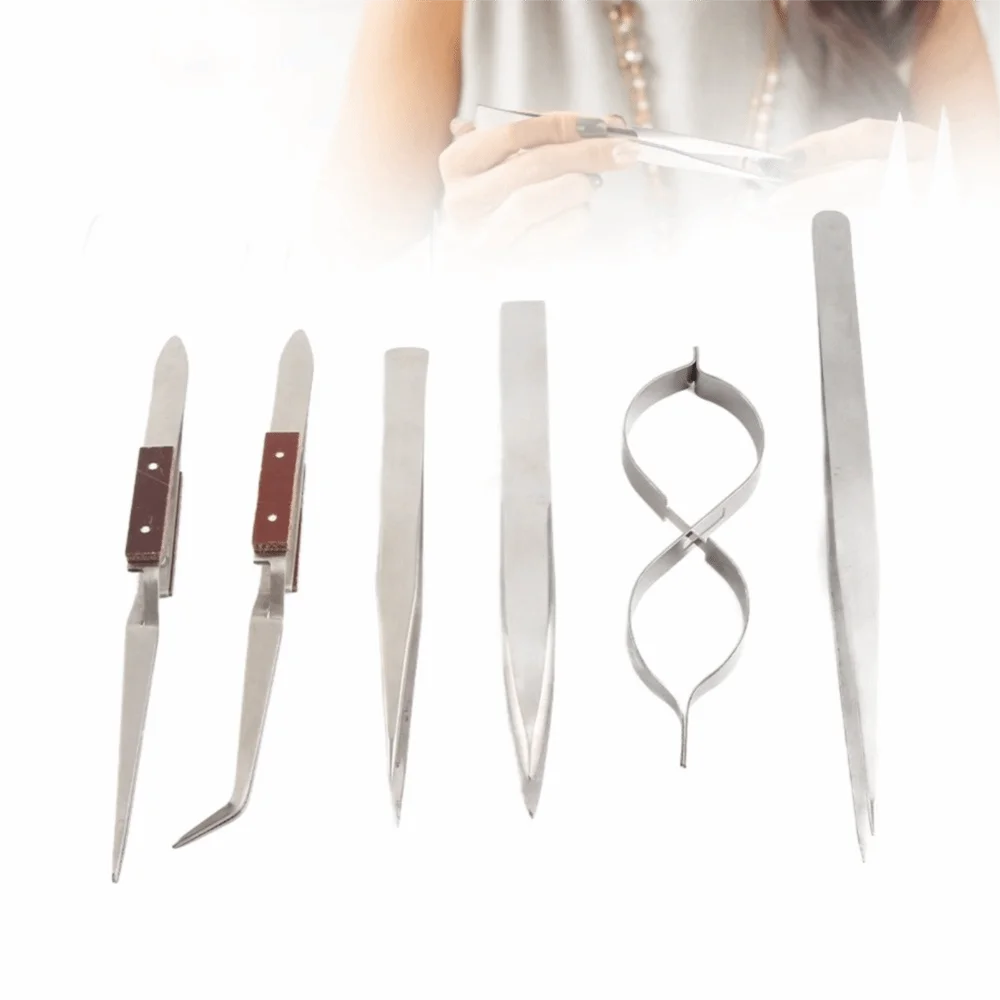 6pcs Straight/Curved Tip Jewelry Tweezer Cross Locking Self-Locking Self-Lock Tweezer Fiber Grip Tweezers Welding Application
6pcs Straight/Curved Tip Jewelry Tweezer Cross Locking Self-Locking Self-Lock Tweezer Fiber Grip Tweezers Welding Application