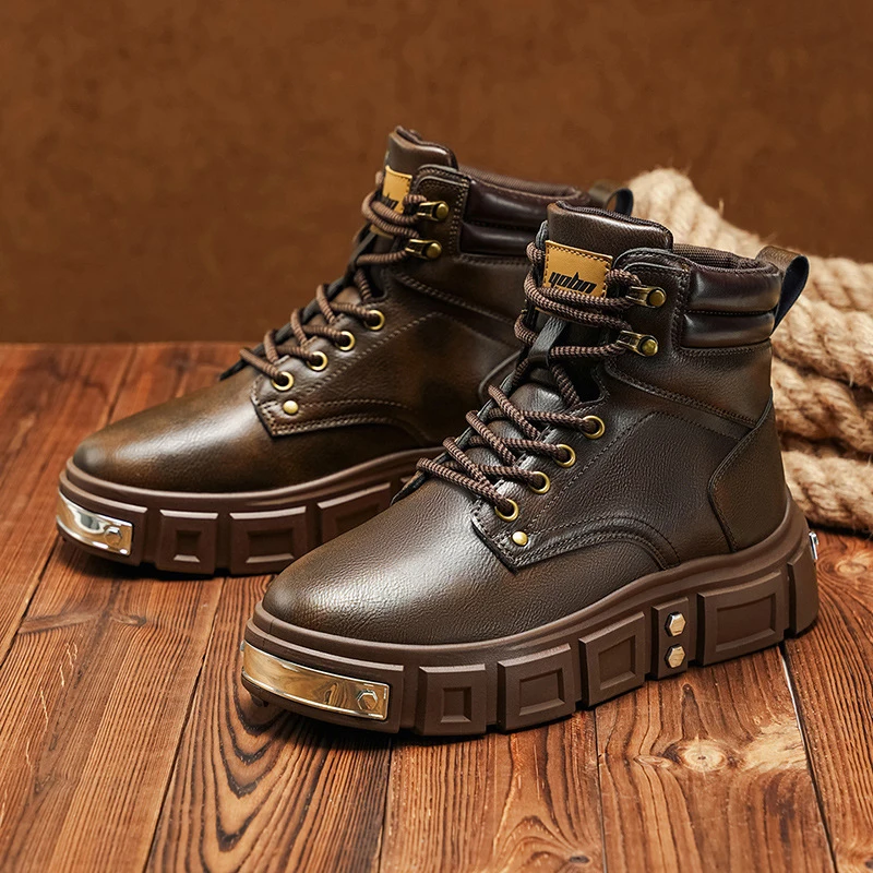 Men's British style retro casual leather shoes, waterproof and non slip sports shoes, outdoor workwear boots, sneakers
Men's British style retro casual leather shoes, waterproof and non slip sports shoes, outdoor workwear boots, sneakers