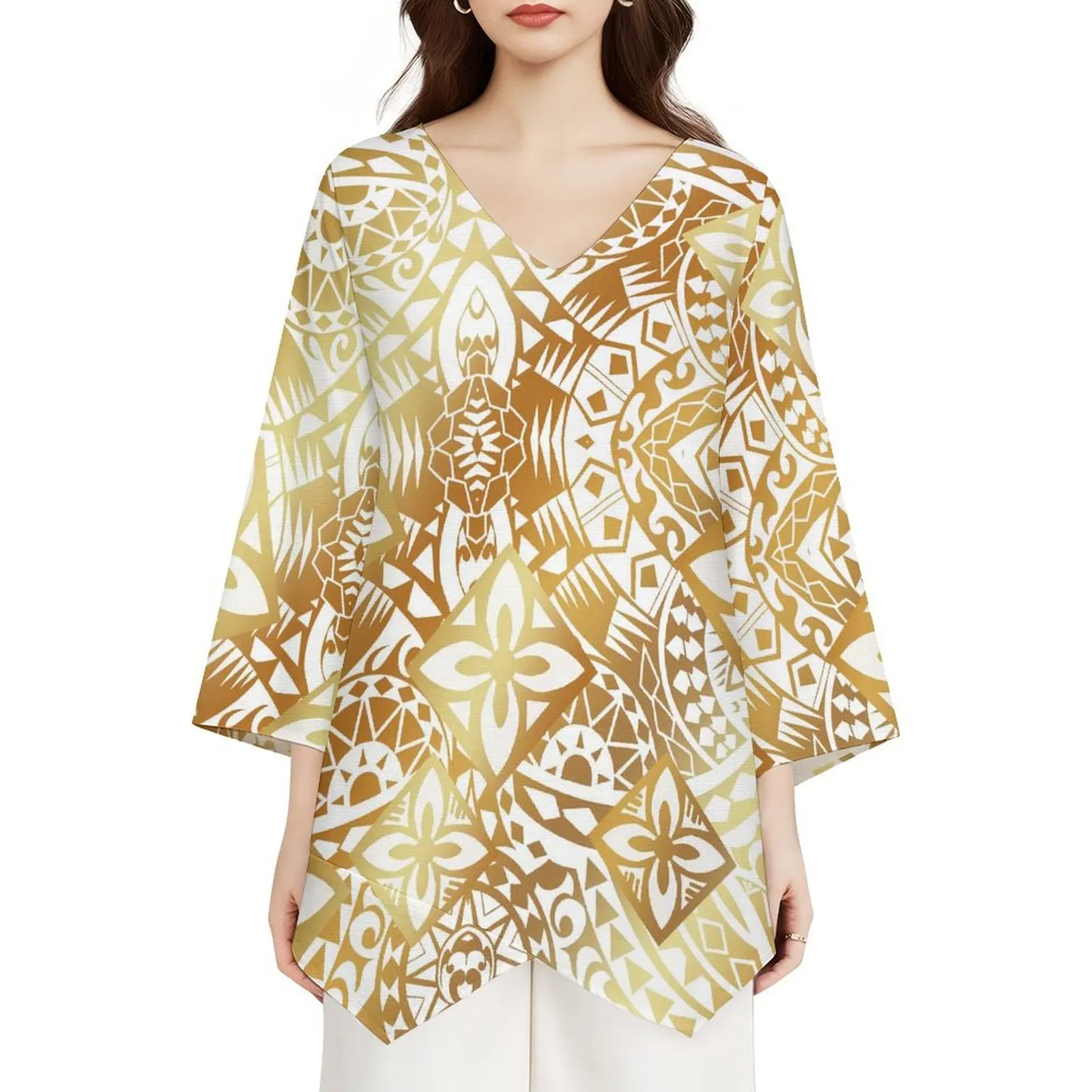 High Quality Customize Ladies Summer V Neck Short Sleeve T Shirt Tee Tops Blouses Polynesian Tribal T-Shirts for Women
High Quality Customize Ladies Summer V Neck Short Sleeve T Shirt Tee Tops Blouses Polynesian Tribal T-Shirts for Women