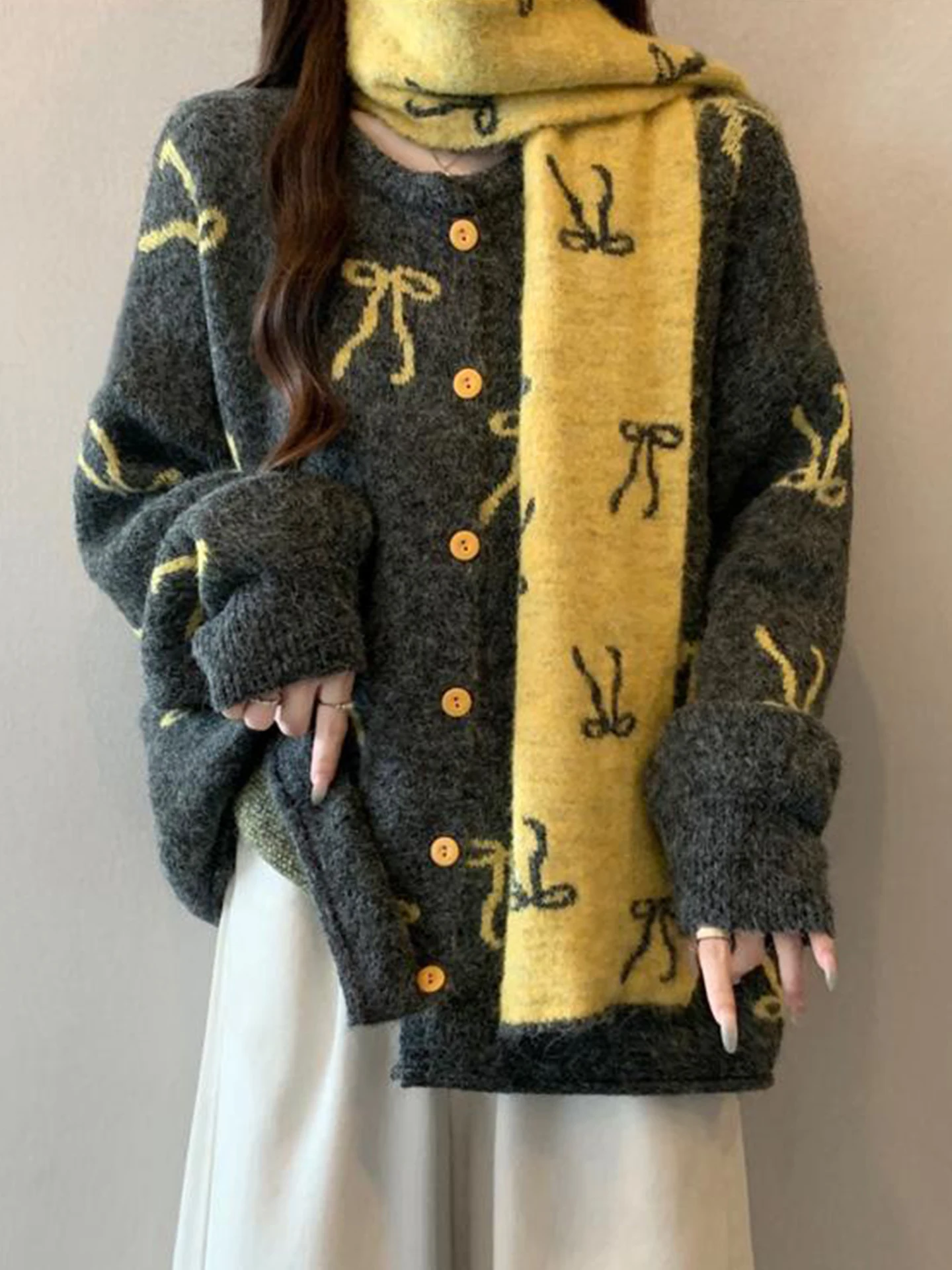 Loose Knitted Cardigan Women's Autumn Winter plus Size Comfortable Knot Sweater Coat with Scarf Warmth Faion Sle
Loose Knitted Cardigan Women's Autumn Winter plus Size Comfortable Knot Sweater Coat with Scarf Warmth Faion Sle