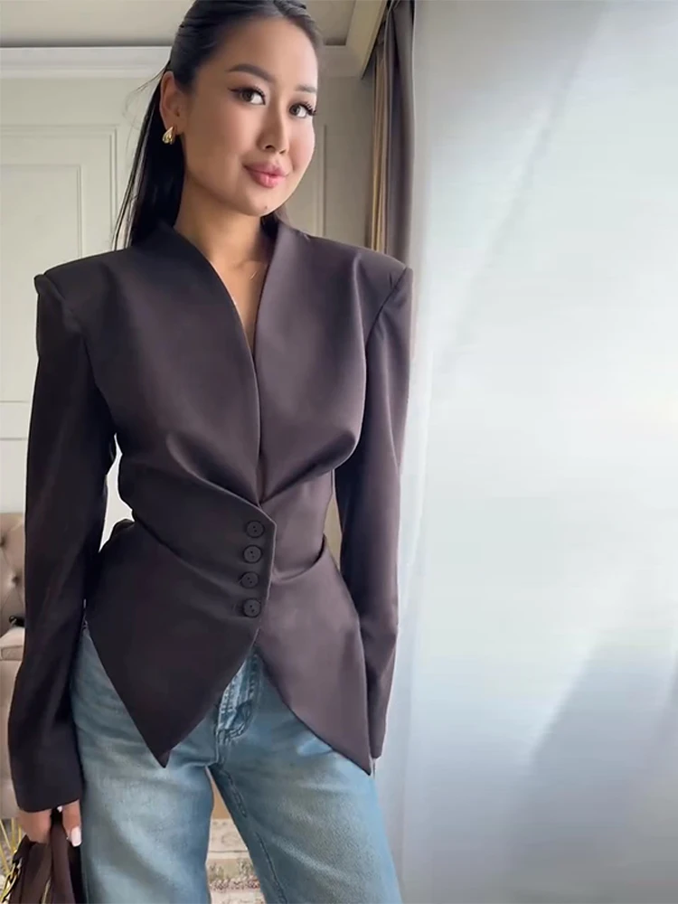 Chic Coat For Women Lace Up Single Breasted V-neck Long Sleeve Irregular Hem Female Jacket Fashion Office Spring Blazer 2026
Chic Coat For Women Lace Up Single Breasted V-neck Long Sleeve Irregular Hem Female Jacket Fashion Office Spring Blazer 2026