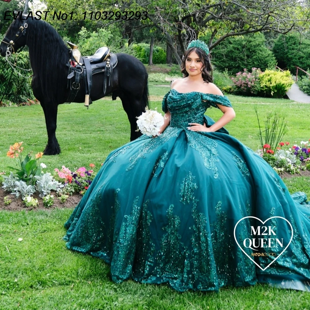 EVLAST индивидуальное зеленое платье Quinceanera Charro, бальное платье с блестками, кружевная аппликация, расшитое бисером, Sweet 16, Vestidos De 15 Anos E1QN413
EVLAST индивидуальное зеленое платье Quinceanera Charro, бальное платье с блестками, кружевная аппликация, расшитое бисером, Sweet 16, Vestidos De 15 Anos E1QN413