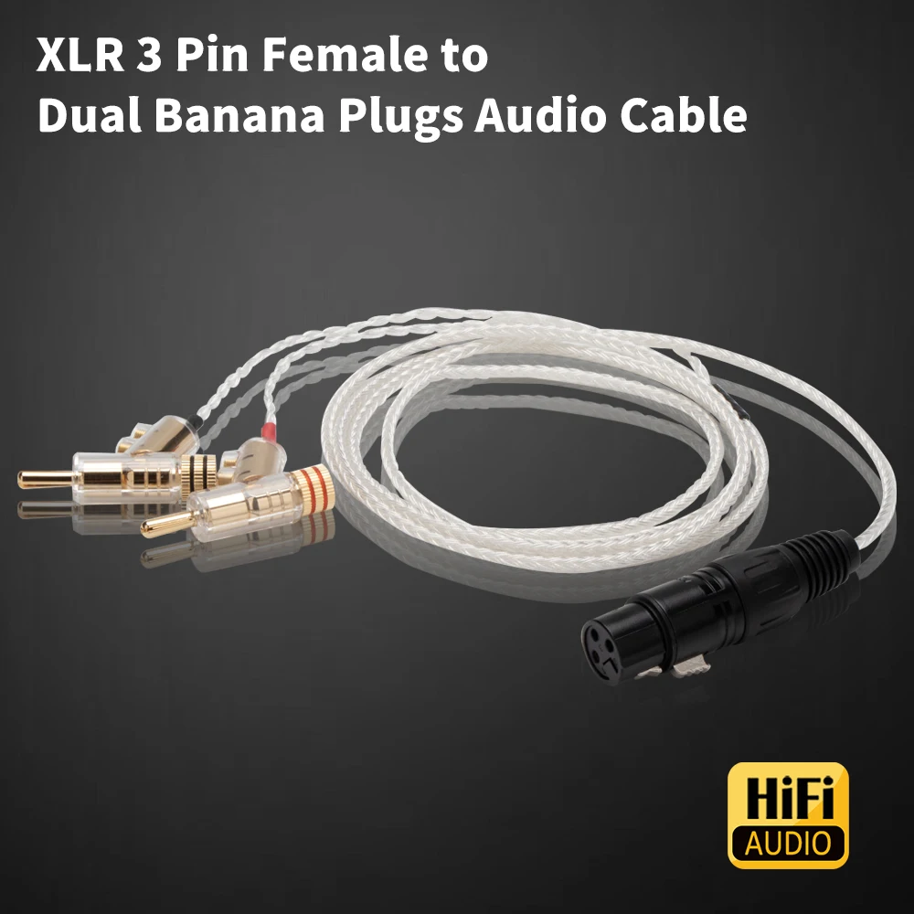 New HiFi Audio Silver Plated Copper Cable with 1 XLR Female connector to 2 Gold Plated Banana Plugs Speaker Cable
New HiFi Audio Silver Plated Copper Cable with 1 XLR Female connector to 2 Gold Plated Banana Plugs Speaker Cable