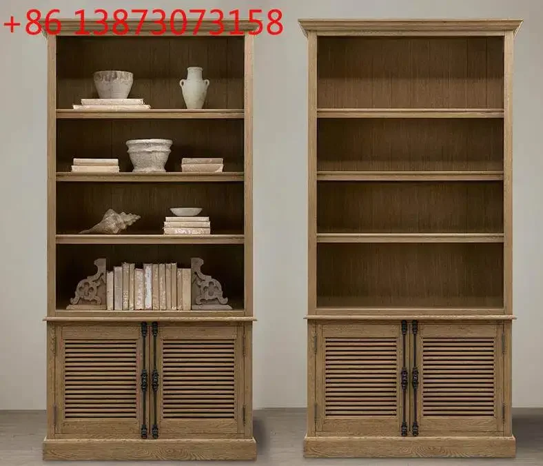 American retro solid wood bookcase French country living room wall locker Middle antique bookshelf display cabinet
American retro solid wood bookcase French country living room wall locker Middle antique bookshelf display cabinet