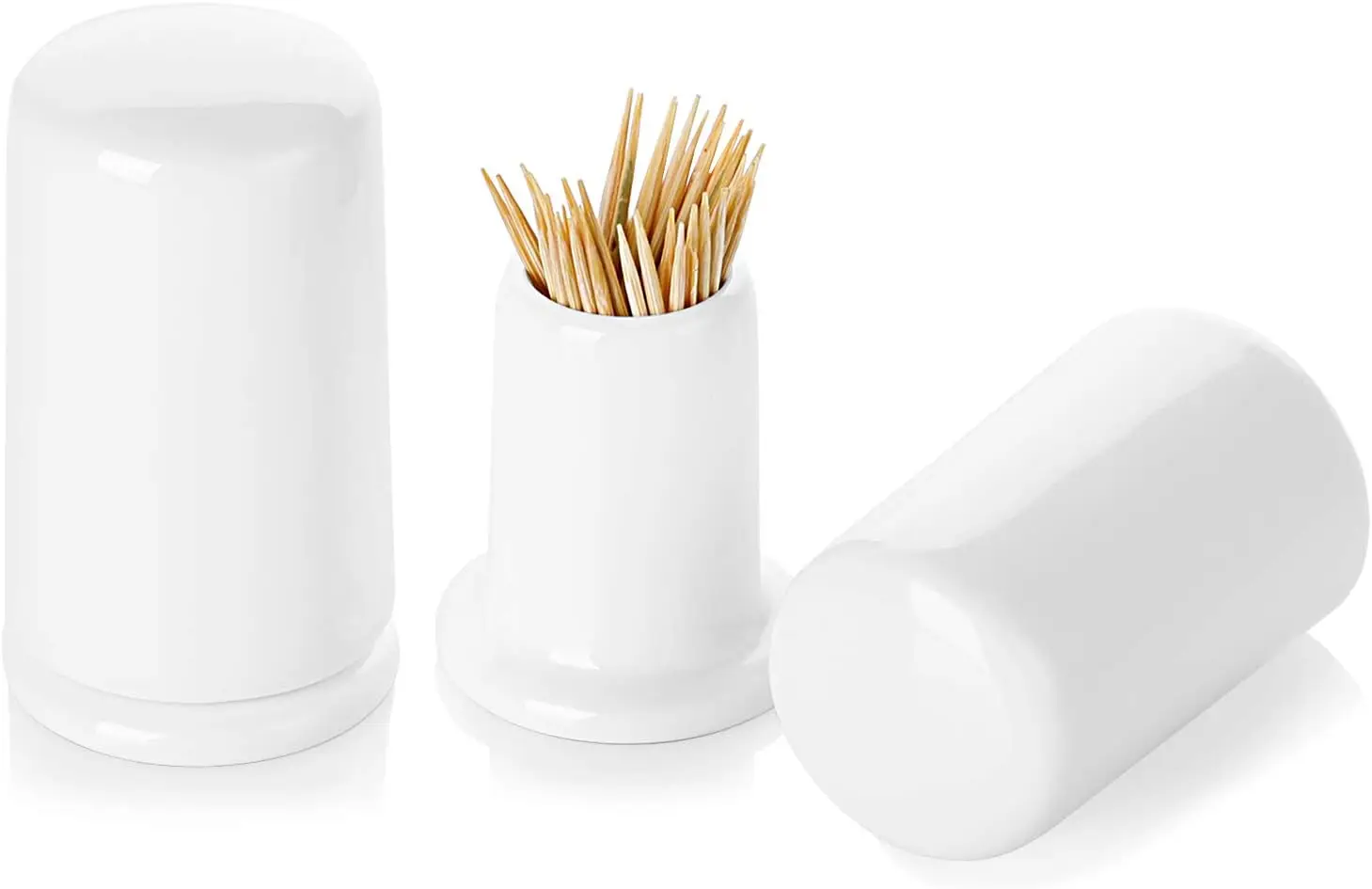 Ceramic Toothpick Holder with Lid for Home, Easy to Clean Set of 2, White
Ceramic Toothpick Holder with Lid for Home, Easy to Clean Set of 2, White