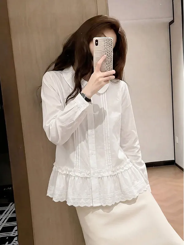 Sweet Girl Feel Wood Ear Lace Shirt Women's Long Sleeve Pleated Doll School Style Splicing Design Spring New Arrival Casual S...
Sweet Girl Feel Wood Ear Lace Shirt Women's Long Sleeve Pleated Doll School Style Splicing Design Spring New Arrival Casual S...
