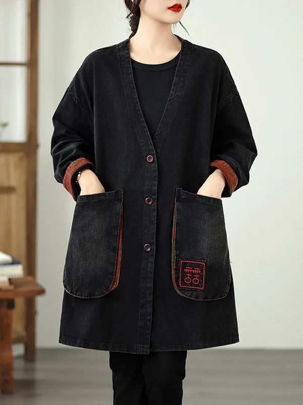 Retro V-Ne Large ket Denim Jaet Loose Fit Mid-Length Windbreaker Coat Autumn 2025 New Sle Women's Faion Outerwear
Retro V-Ne Large ket Denim Jaet Loose Fit Mid-Length Windbreaker Coat Autumn 2025 New Sle Women's Faion Outerwear
