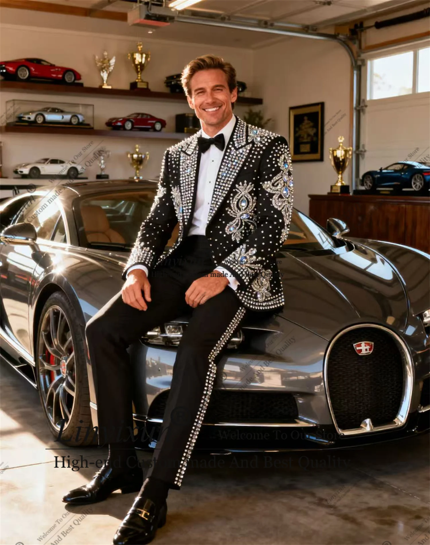 Elegant Shiny Jewelry Beaded Men Suit Customized Slim Groom Party Male Prom Blazers 3 Pieces Set High End Wedding ropa hombre
Elegant Shiny Jewelry Beaded Men Suit Customized Slim Groom Party Male Prom Blazers 3 Pieces Set High End Wedding ropa hombre