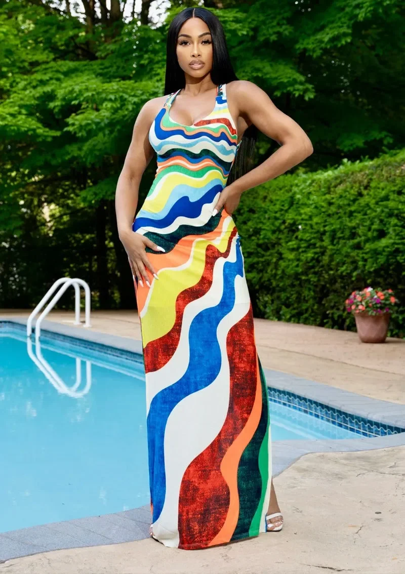 GUWU Women Sleeveless Strap V-neck Split Stripe Print Maxi Long Dress Summer Beach Holiday Sexy Party Club Dresses Vestidos
GUWU Women Sleeveless Strap V-neck Split Stripe Print Maxi Long Dress Summer Beach Holiday Sexy Party Club Dresses Vestidos