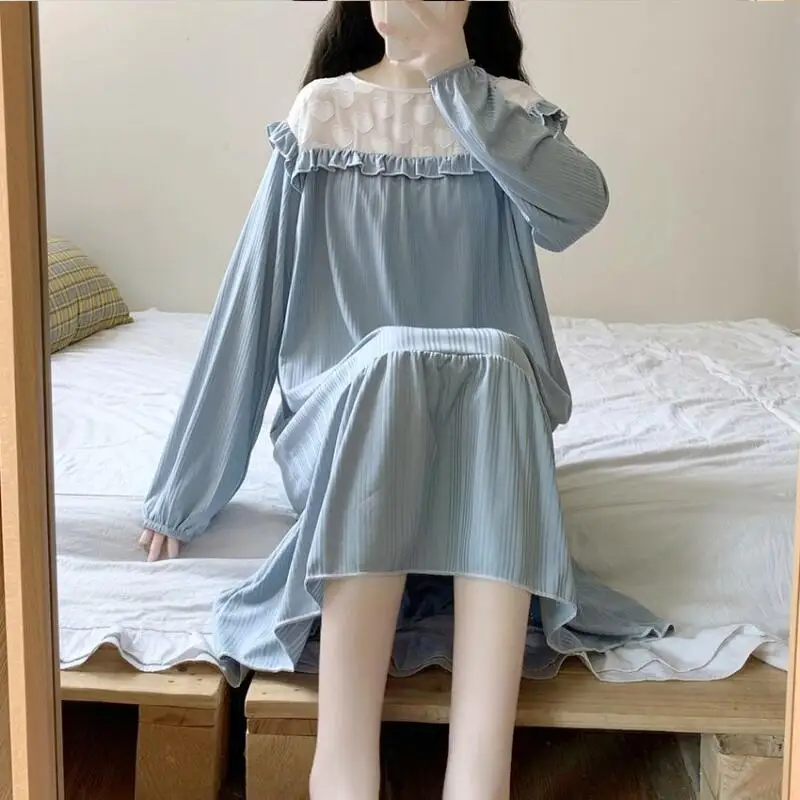 Women's Sleeping Skirt Young Girl Spring Autumn Long Sleeves Nightgowns Pajamas Casual Nightdress Home Clothe Fashion Dress New
Women's Sleeping Skirt Young Girl Spring Autumn Long Sleeves Nightgowns Pajamas Casual Nightdress Home Clothe Fashion Dress New