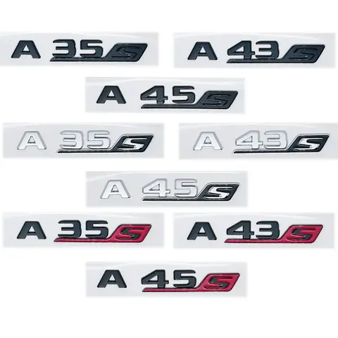 3D Black Chrome ABS Emblem Badge for Mercedes-Benz AMG A35S A45S A43S - Side Trunk Sticker Fit W176 W177 Accessories