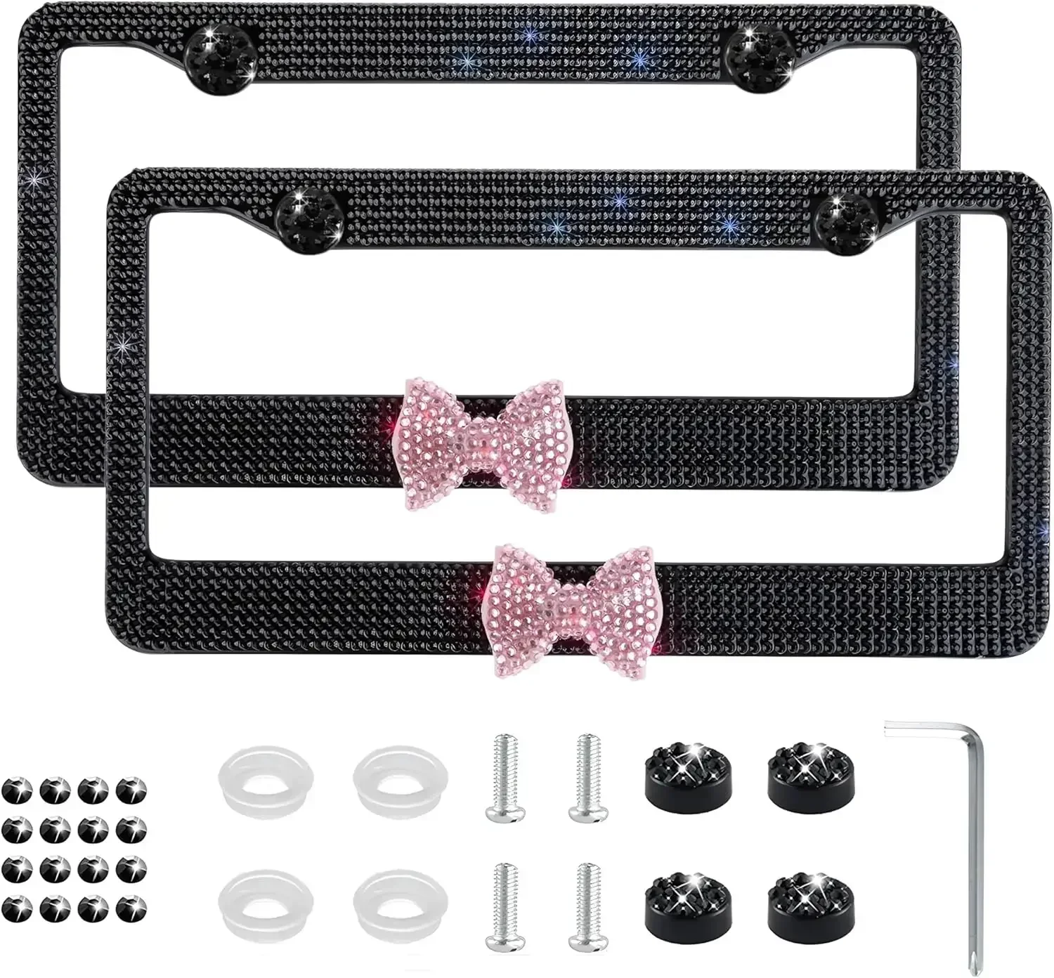 Fashion Bowknot Design Bling Car License Plate Frame for Women,2PCS SUV License Plate Covers,Rhinestone Stainless Steel License Plate Holders(Black Frame Pink Bowknot)
Fashion Bowknot Design Bling Car License Plate Frame for Women,2PCS SUV License Plate Covers,Rhinestone Stainless Steel License Plate Holders(Black Frame Pink Bowknot)