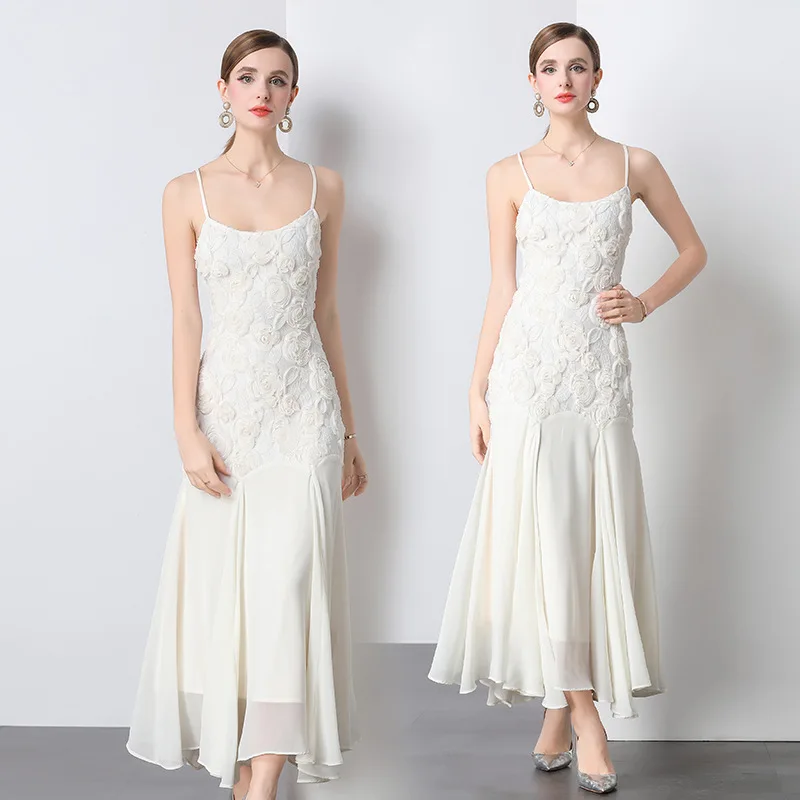 2026 French Summer Embroidery Appliques Sling Dresses Women's Party Maxi Dresses Slim Elegant Ruffled Camisole Fishtail Dresses
2026 French Summer Embroidery Appliques Sling Dresses Women's Party Maxi Dresses Slim Elegant Ruffled Camisole Fishtail Dresses